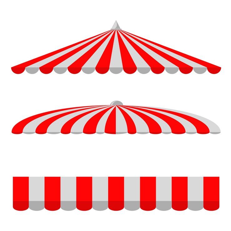 Vector Set 3 canopy, red and white Isolated on White