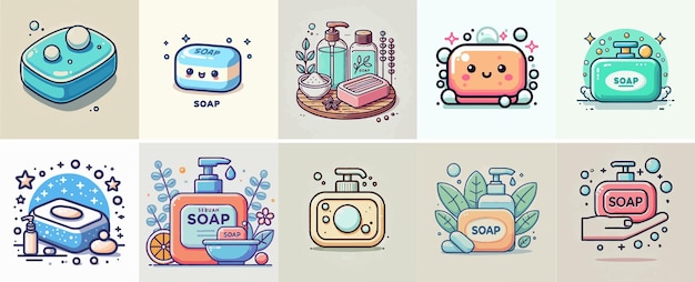 Vector set of a Soap with a simple and minimalist flat design style