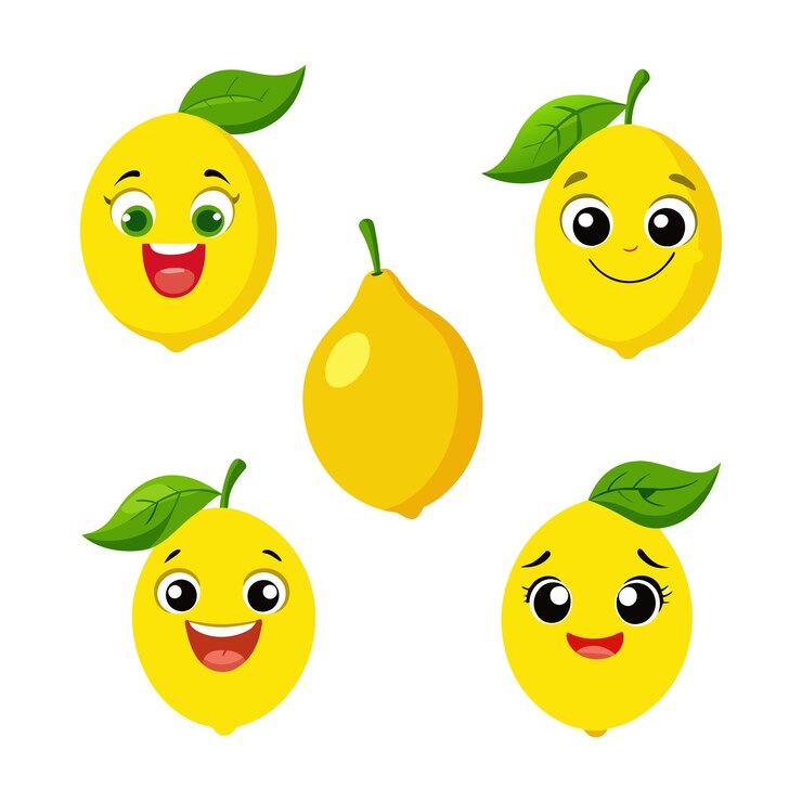 Vector vector set of cute cartoon lemon