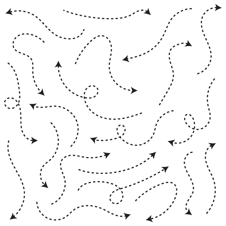 Vector vector set of dotted line arrows