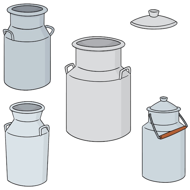 vector set of milk can