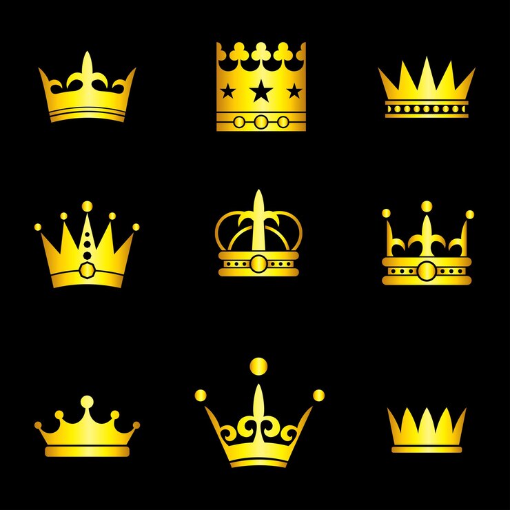 Vector set of royal gold king crown iconsmodern design