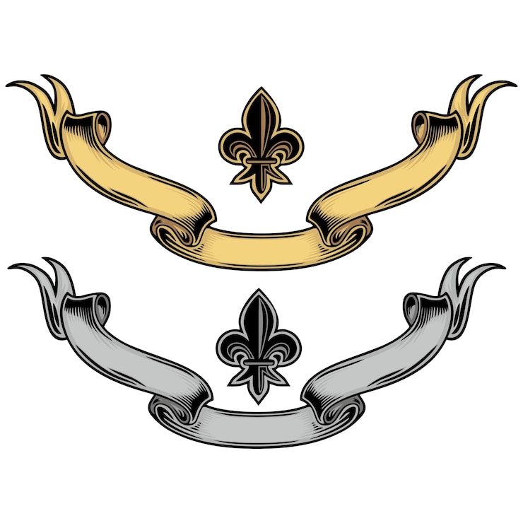 Vector vector set of ventage banners and a heraldic lily