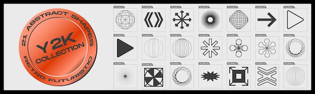 vector set of y2k minimalist geometric elements abstract bauhaus forms