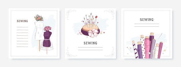 Vector sewing card collection
