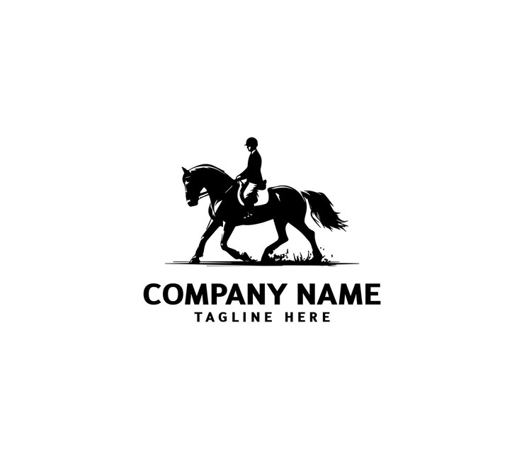 Vector silhouette of a man rider on horse logo Modern horse with rider logo Cowboy Riding Horse