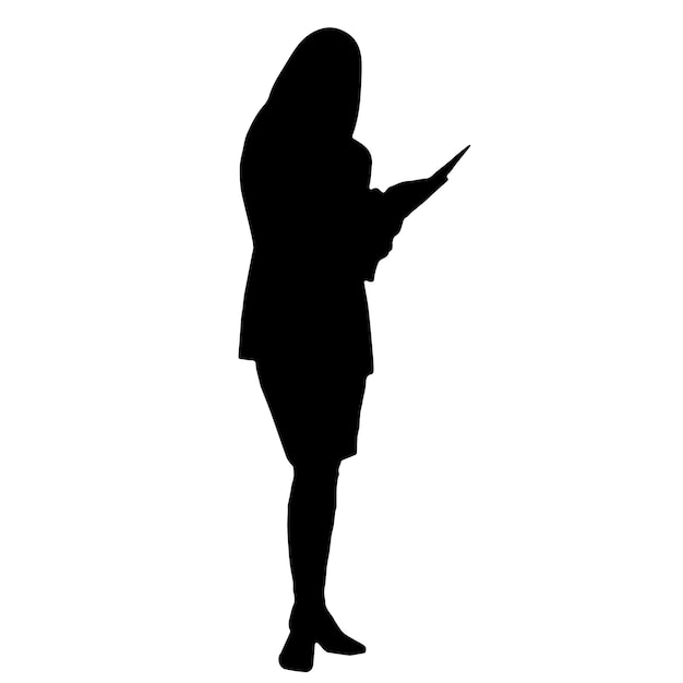 vector silhouettes of women standing woman shape black color on isolated white background graphic illustration