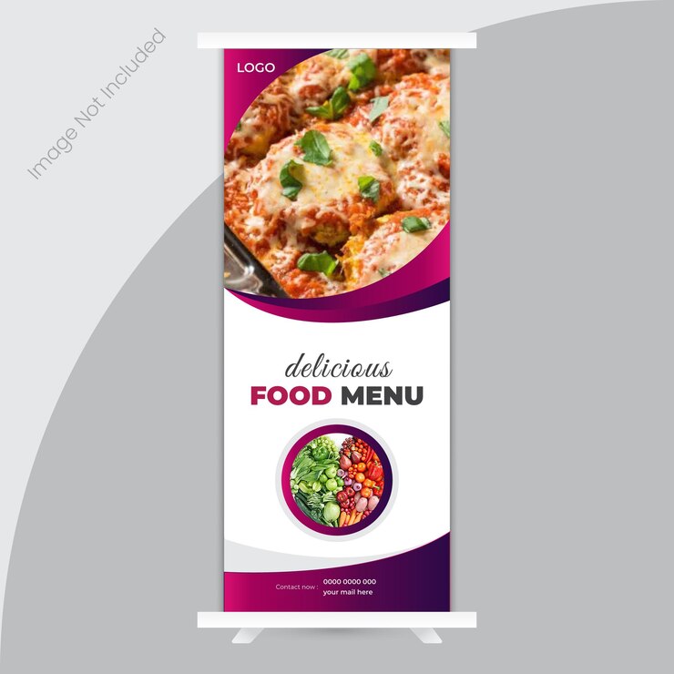 Vector special delicious food menu and restaurant x or roll up banner design template