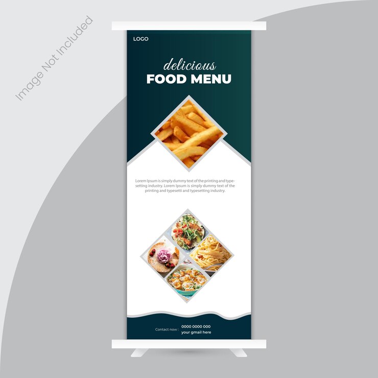Vector special delicious food menu and restaurant x or roll up banner design template