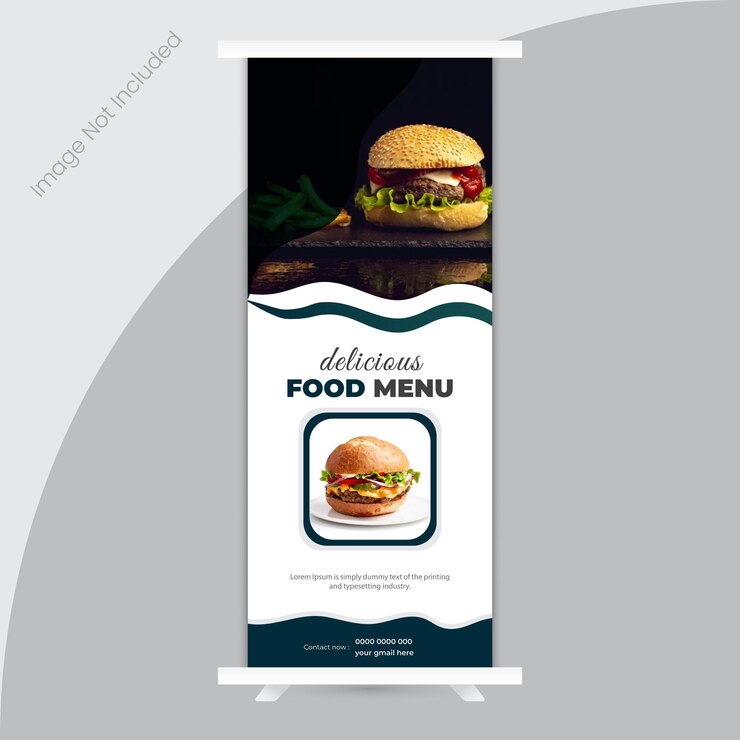 Vector special delicious food menu and restaurant x or roll up banner design template