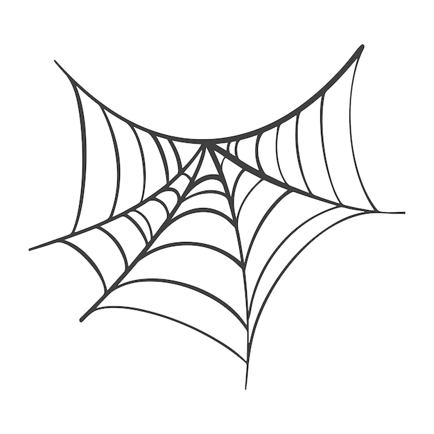 Vector Spider web icon drawn in one line on white for halloween.