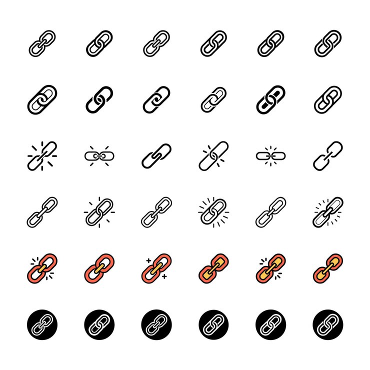 Vector vector style link icon bundle set with creative shape
