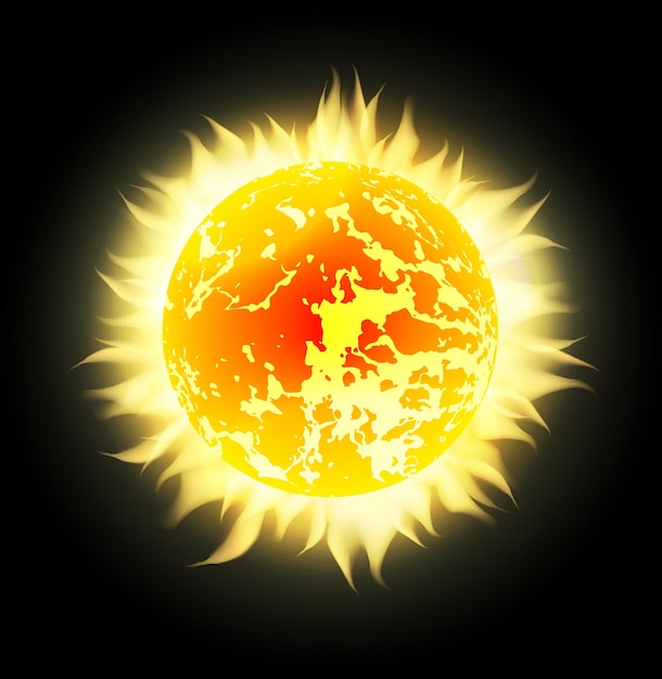 Vector sun with rays in space Design element for your creativity