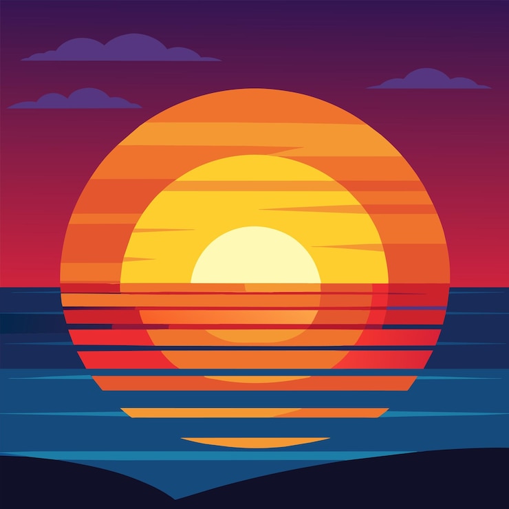 Vector vector sunset time illustration