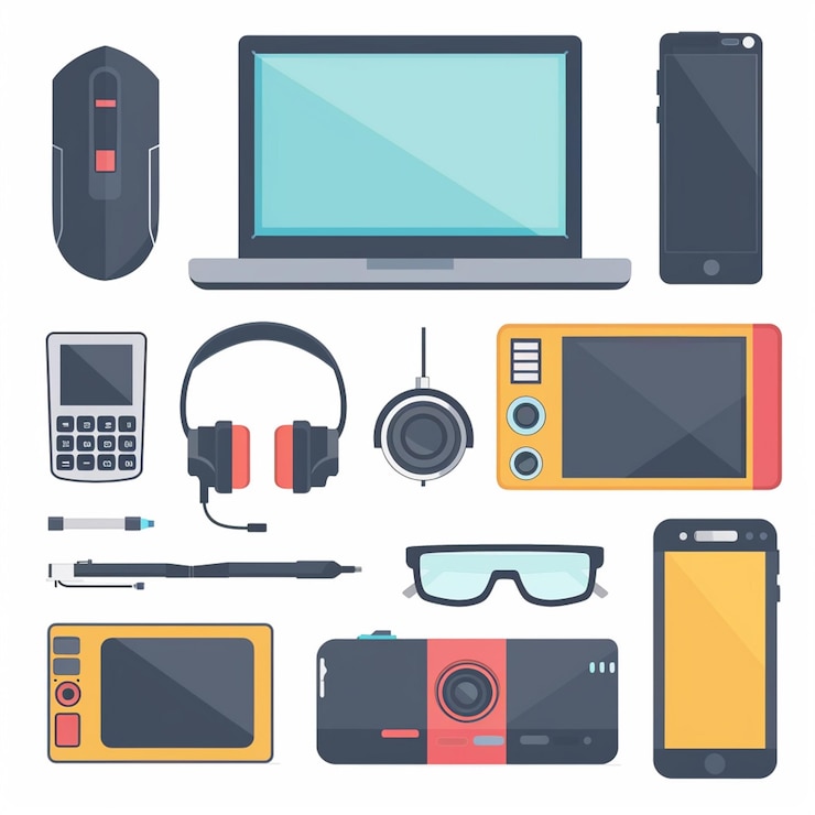 Vector vector technology device illustration gadget digital set modern mobile design icon flat
