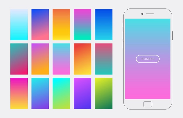 vector trendy gradient background set for design screen mobile app ui elements app development online registration user profile access to account soft color wallpaper 10 eps