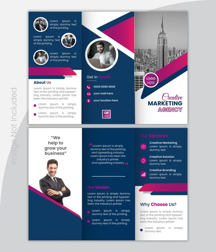 Vector tri fold brochure business trifold brochure design corporate trifold brochure premium