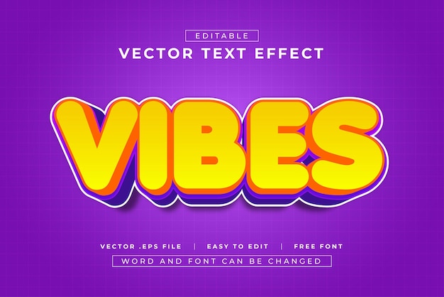 Vector vibes 3d editable text effect style