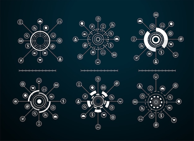 Vector virtual icons network diagram