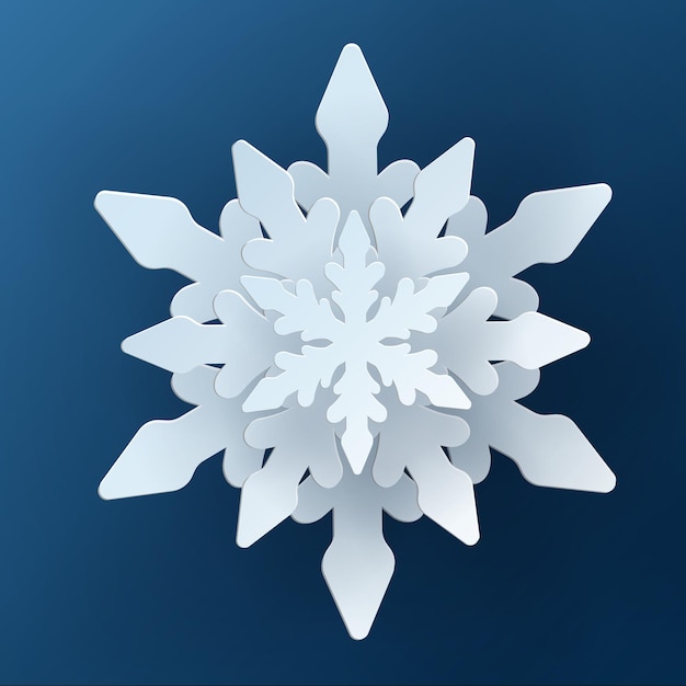 vector white christmas paper cut 3d snowflake with shadow on blue colored background winter design