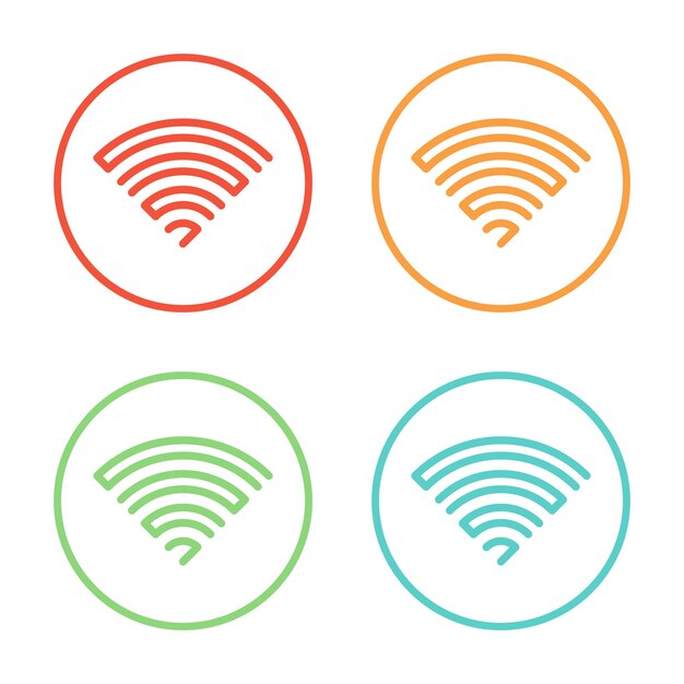 Vector Wifi Icon Circles Set In Multiple Color