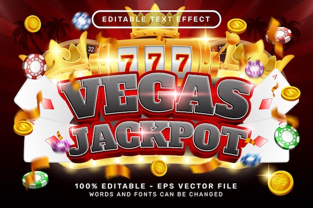 vegas jackpot 3d text effect and editable text effect with slot machine illustration