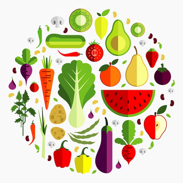 vegetabel and fruit flat design vector