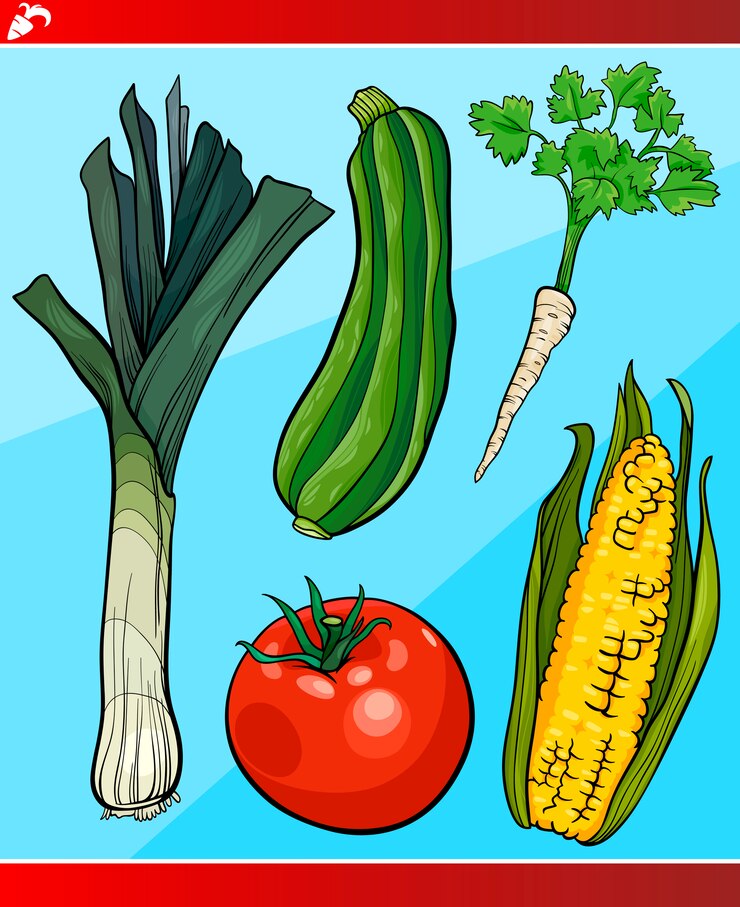 Vector vegetables set cartoon illustration