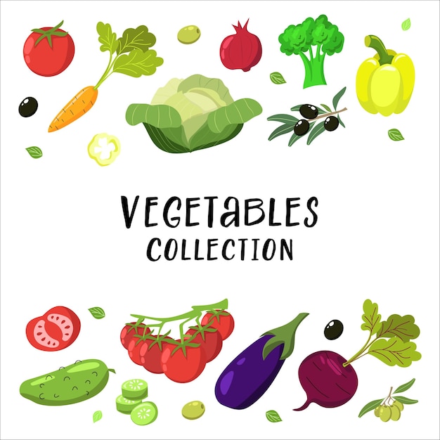 Vegetables set of healthy vegetarian or vegan food