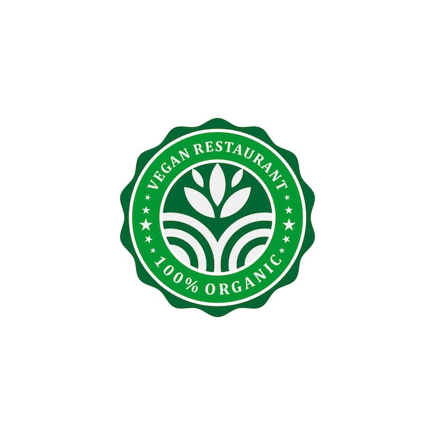 vegetarian restaurant label logo design