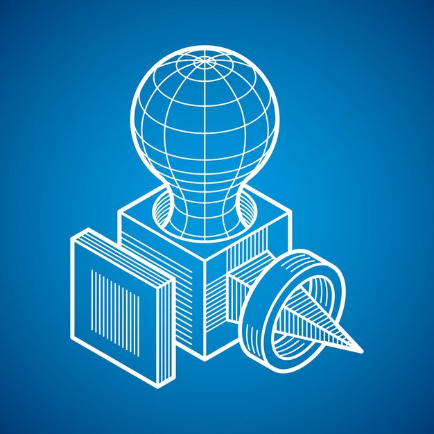 Vektor abstrak bentuk geometris 3d, gambar poligonal.