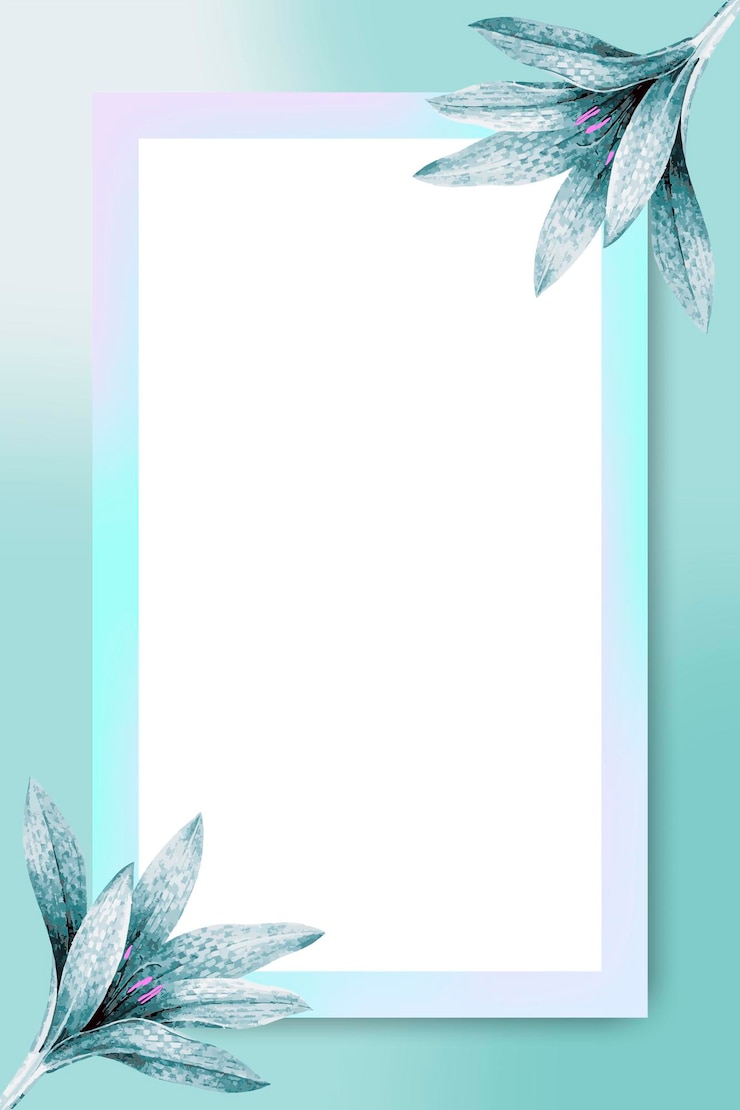 Vector vektor bingkai floral persegi panjang biru