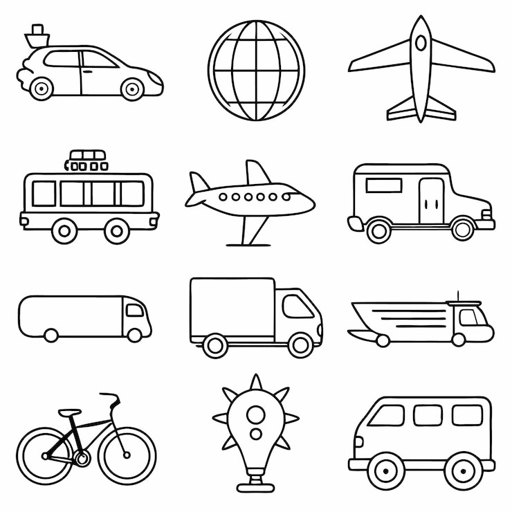Vector vektor corat-coret transportasi