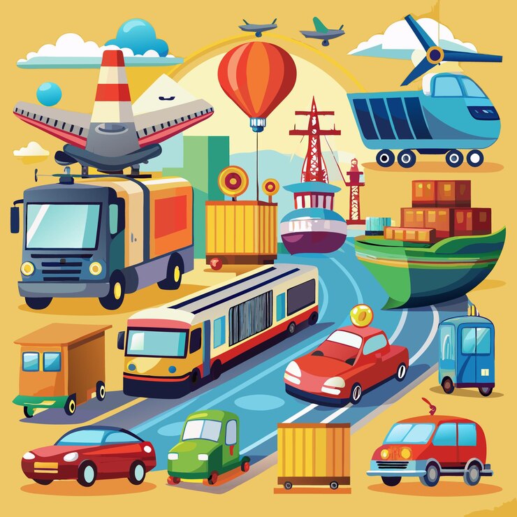 Vector vektor corat-coret transportasi