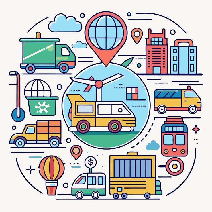 Vector vektor corat-coret transportasi