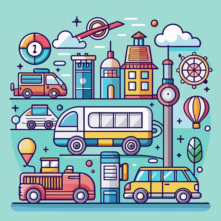 Vector vektor corat-coret transportasi