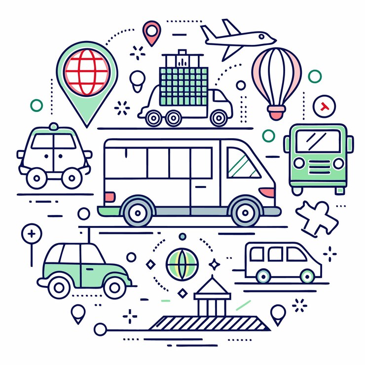 Vector vektor corat-coret transportasi