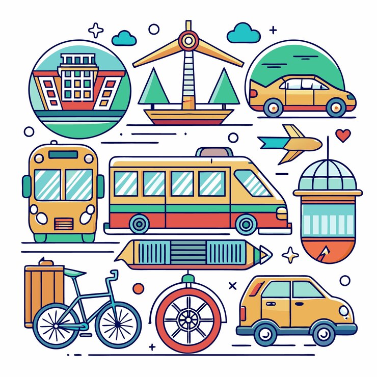 Vector vektor corat-coret transportasi