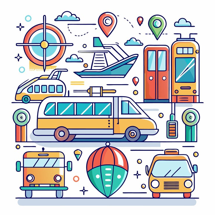 Vector vektor corat-coret transportasi