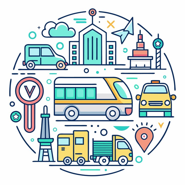 Vector vektor corat-coret transportasi