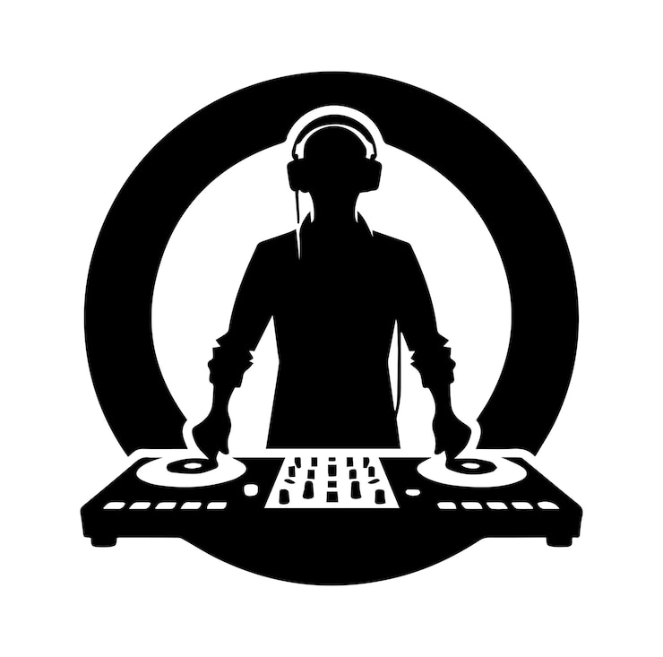 Vector vektor gratis 2 siluet vektor ikon pemutar dj hitam