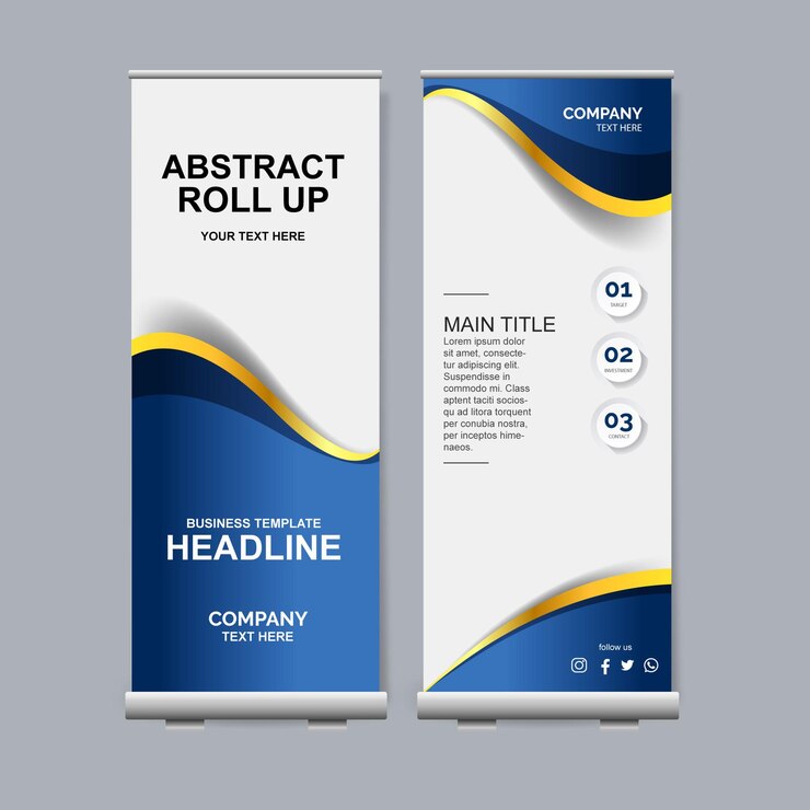 Vektor Gratis desain banner standee bisnis roll up modern biru