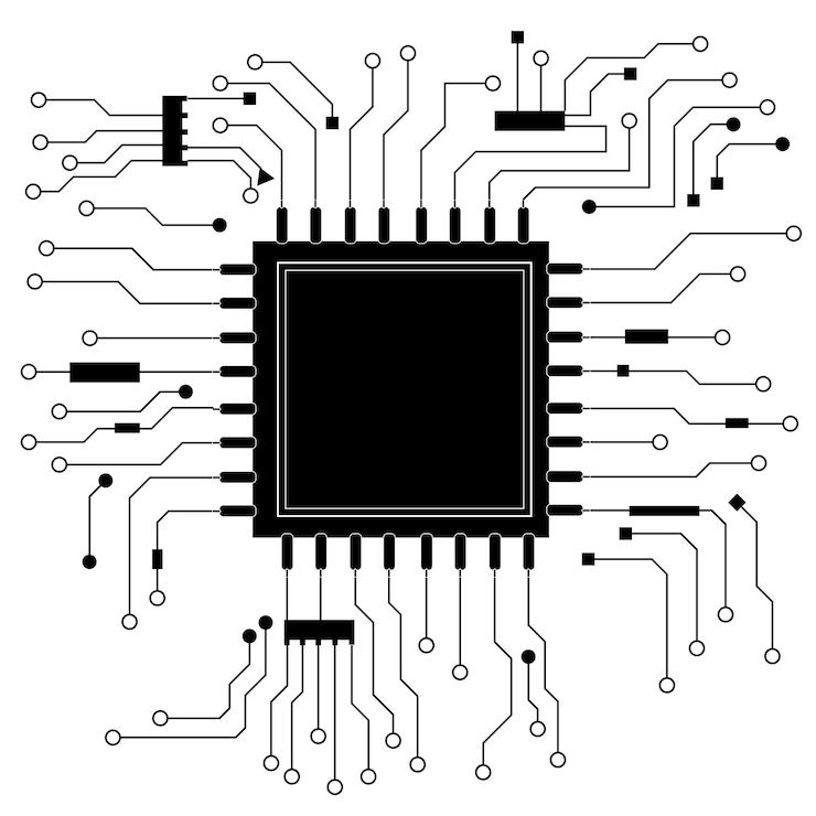 Vector vektor papan sirkuit elektronik untuk konsep teknologi dan keuangan serta pendidikan