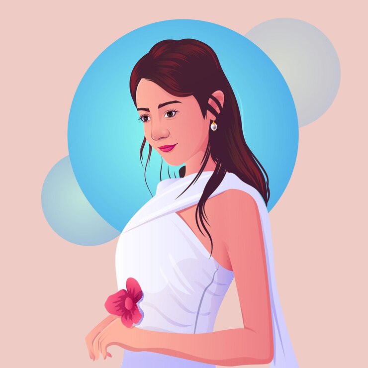 Vector vektor potret gadis cantik