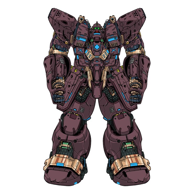 Vector vektor premium | atas gunpla gundam mecha robot dirakit oleh ilustrasi kepala lengan tubuh kaki senjata