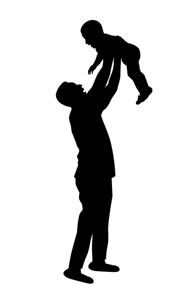 Vektor siluet ayah bahagia bersenang-senang dengan anak-anaknya