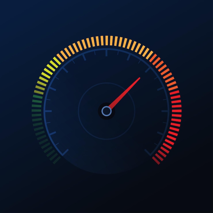Vector vektor speedmeter pada latar belakang gelap