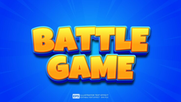 Vector vektor vektor 3d teks game pertempuran efek teks yang dapat diedit font