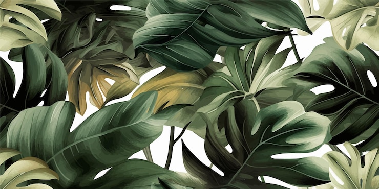 Vector vektor vintage abstrak pola dedaunan tropis tanpa batas wallpaper hutan eksotis pola tanpa batas modern