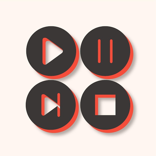 Versatile Modern Play Pause and Stop Icon in Brown and Orange with Sleek Background